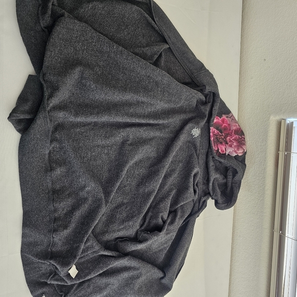 Torrid Active Full Zip Hoodie Gray Pink Floral Fleece Plus 2X - Picture 9 of 13